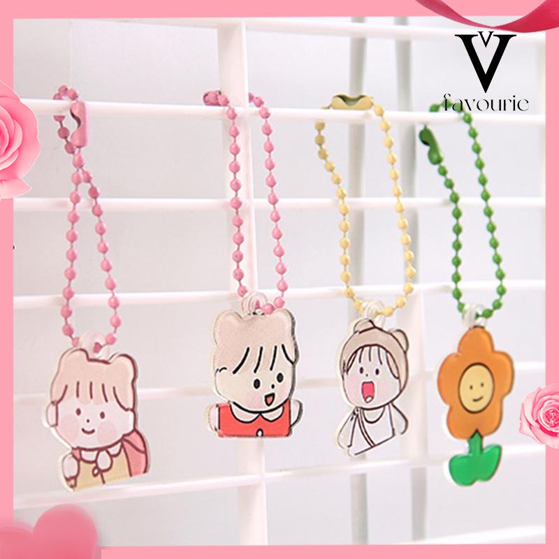 [COD]Kartun akrilik gantungan kunci gadis cantik beruang warna manik-manik rantai tas liontin gantungan kunci-FA