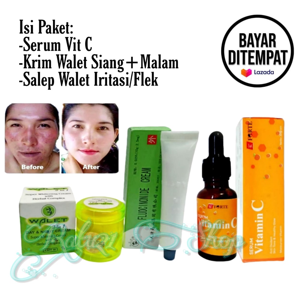 Paket 3in1 Skincare Walet Herbal/Krim Wajah Siang Malam+Salep Perawatan Flek Hitam Dan Penghilang Je