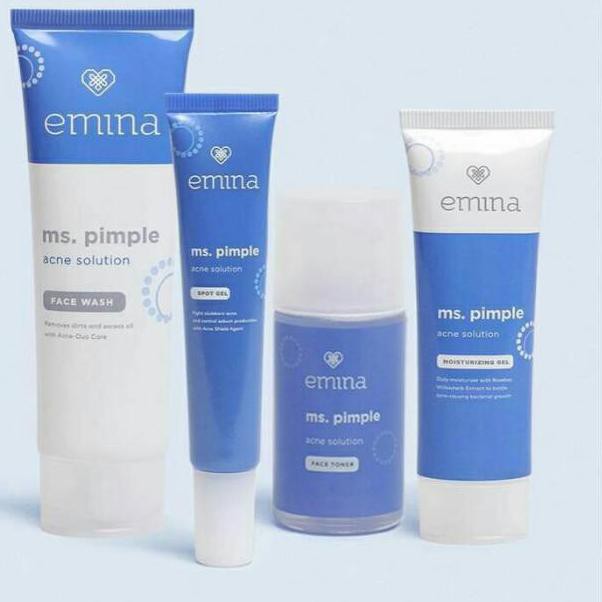 ➤fq EMINA Ms Pimple Acne Solution Series | Emina Face Wash Toner Moisturizing Gel Spot Loose Powder