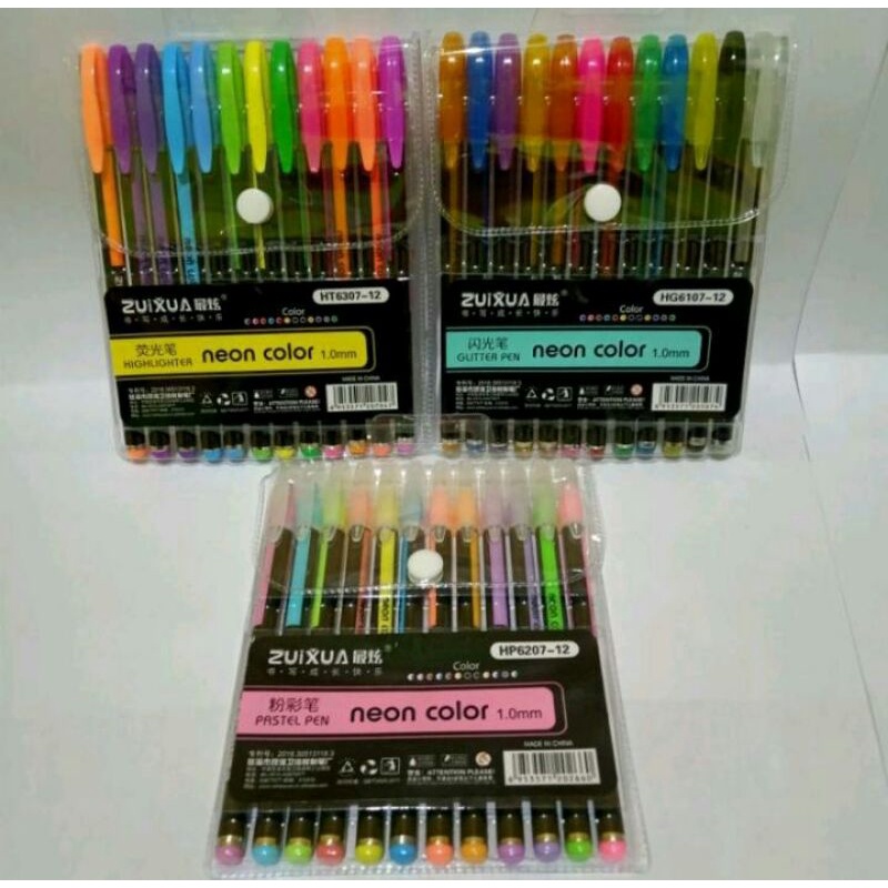 

1 Pcs Pen Gel Glitter Warna Warni Neon Color