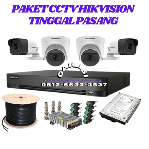 PAKET CCTV 4 KAMERA HIKVISION 2MP FULL HD 1080P
