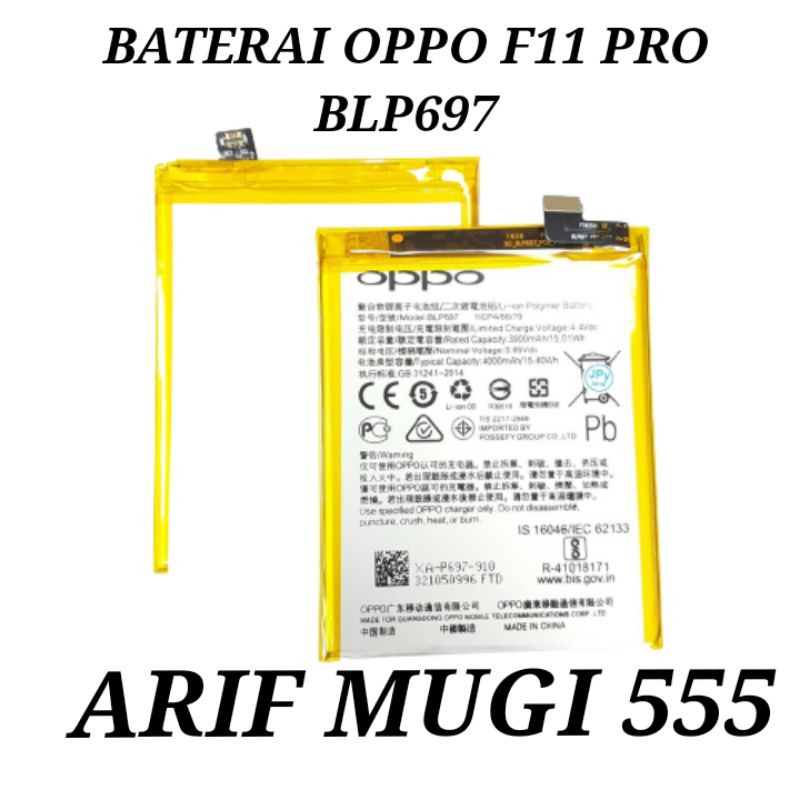 BATERAI BATU BATRAI BATTERY OPPO F11 PRO BLP697 ORIGINAL