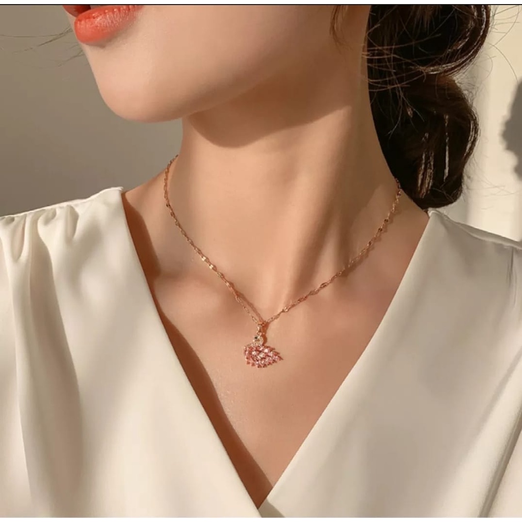 KALUNG WANITA ANGSA TITANIUM FASHION KOREA ANTI KARAT