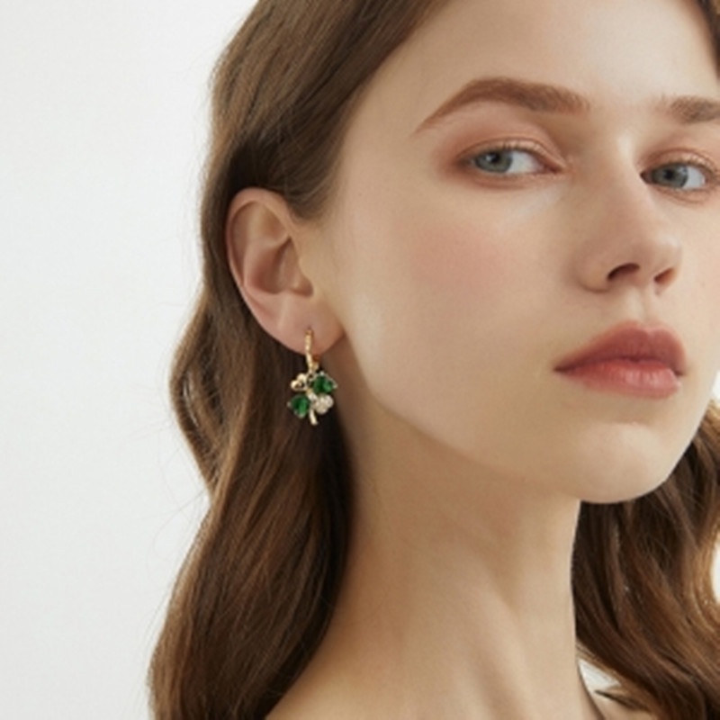 Anting Klip Desain Clover Gaya Korea Untuk Musim Panas