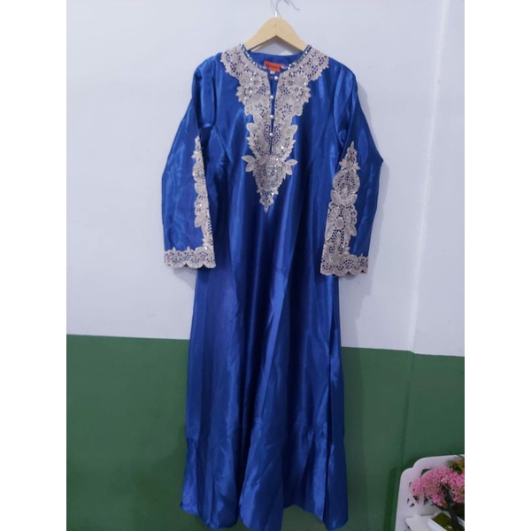 gamis satin bridal bordir