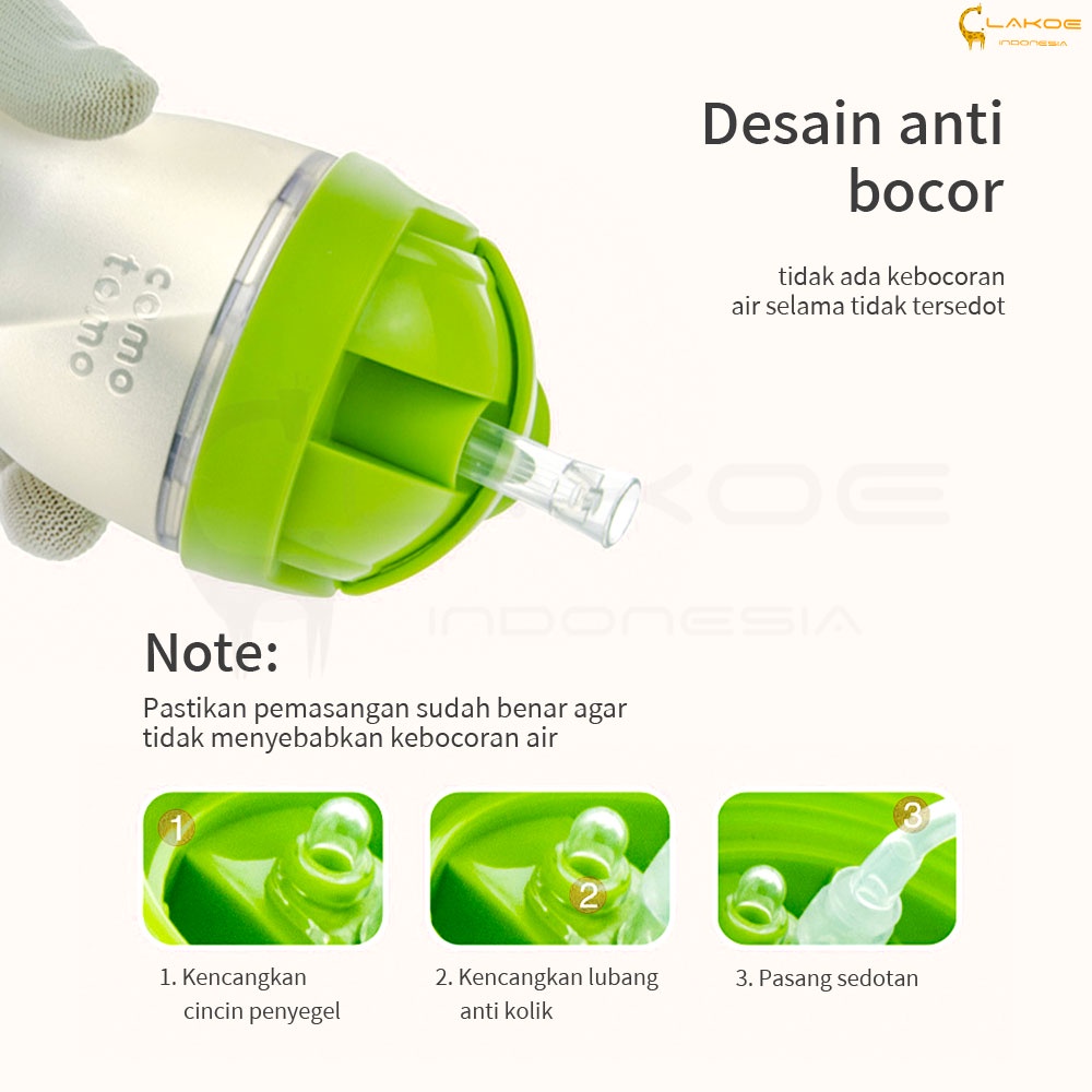 LAKOE Aksesoris botol silikon PIKO BELLO / tutup minum air dengan jerami