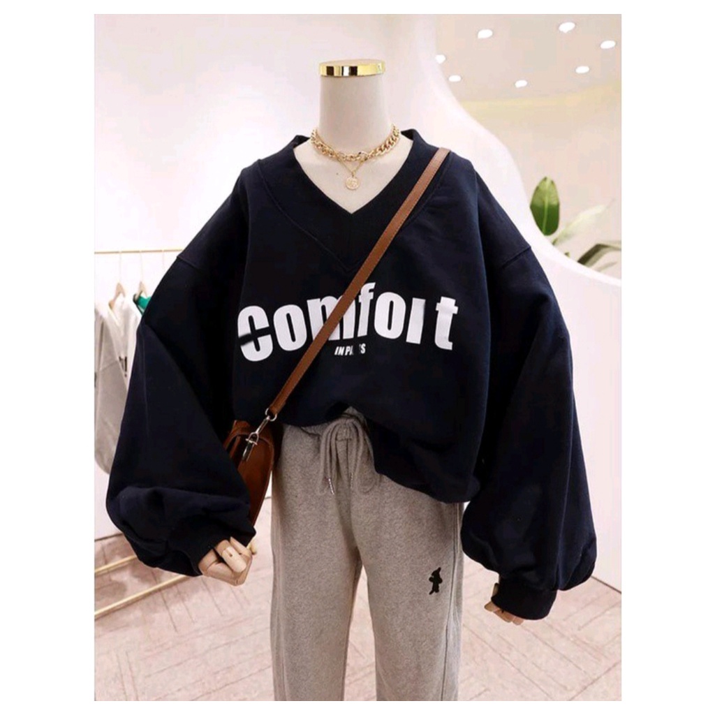 COMPORT OVERSIZE SWEATER WANITA - SWEATER OBLONG CREWNECK OVERSIZE