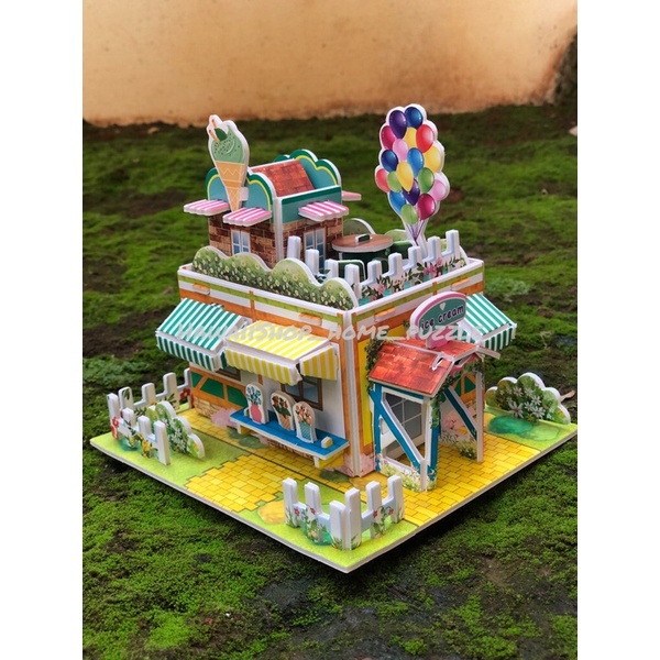 Puzzle 3D DIY bahan foam &amp; paper ICE CREAM HOUSE mainan puzzle edukasi anak (kado,pajangan,dekorasi)