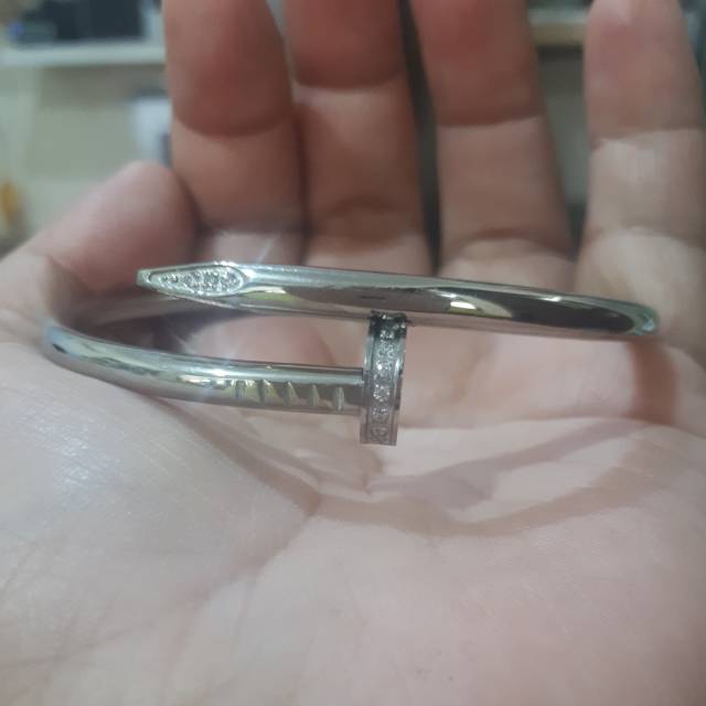 Gelang titanium cartier model paku wrn silver