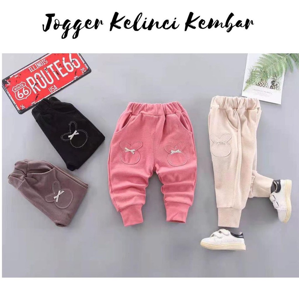 JOGGER KELINCI KEMBAR celana anak bayi jalan lucu Terlaris Murah Pergi Cewek Perempuan