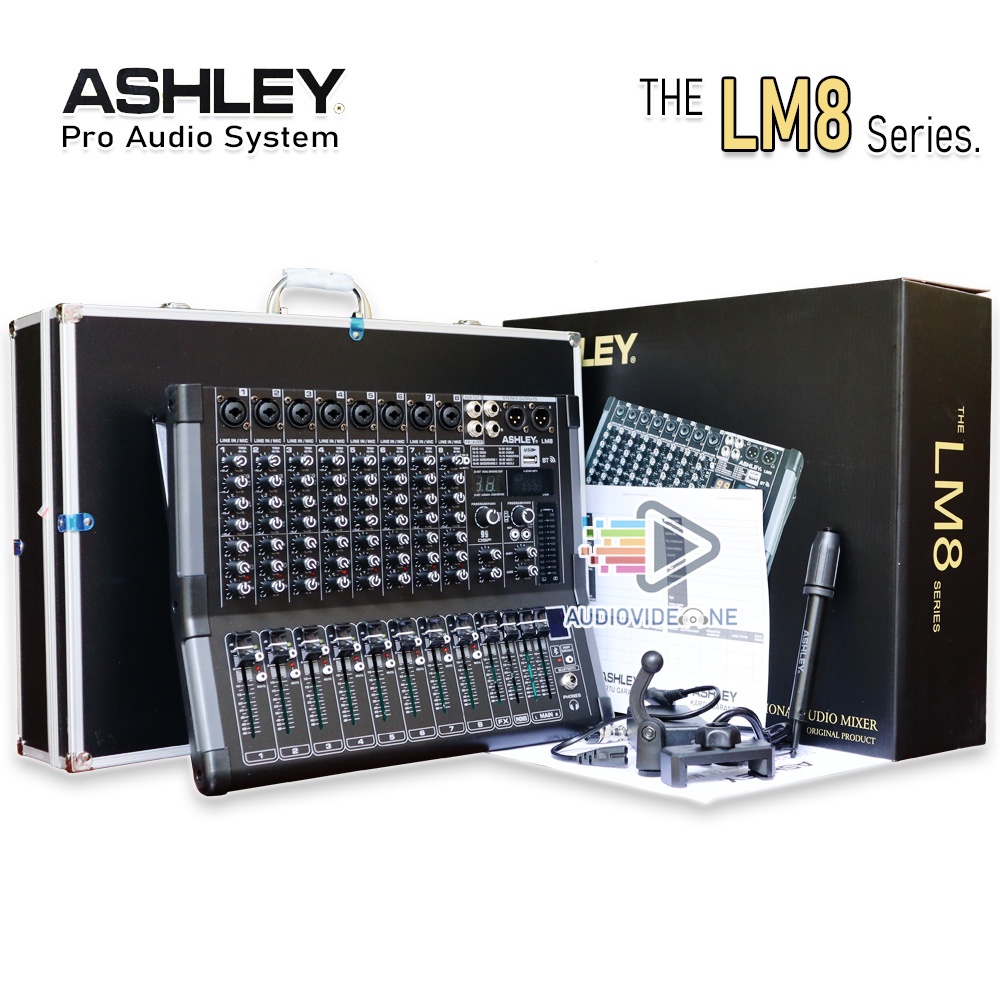 Mixer Ashley LM8 Gratis Koper Hardcase Plus Holder Hp Mikser Audio 8 Chanel Bluetooth Original
