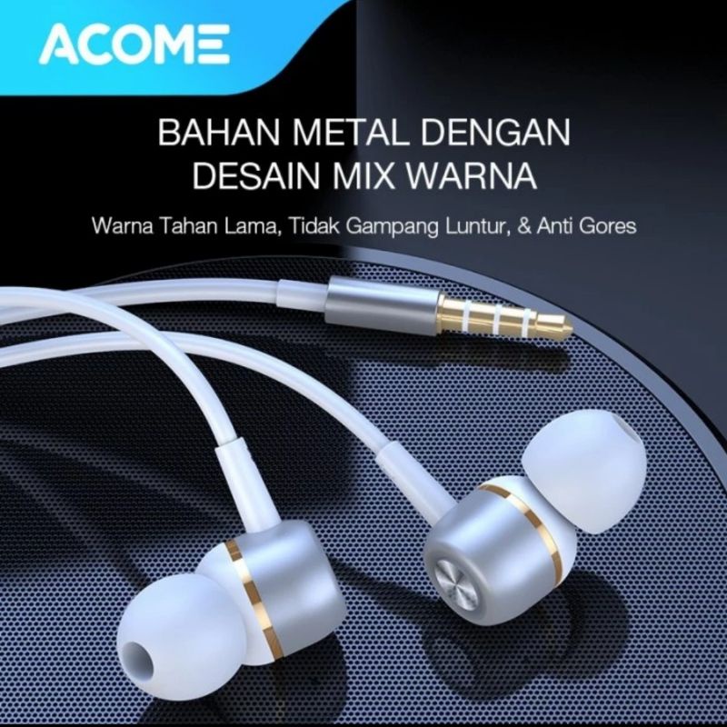 ACOME AW02 Wired Earphone Headset In Ear Color Super Bass ORIGINAL