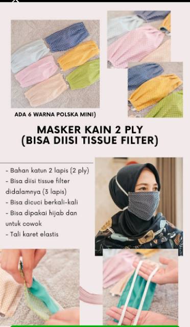 MASKER KAIN KATUN 2 PLY (BISA ISI TISUE DIDALAMNYA)