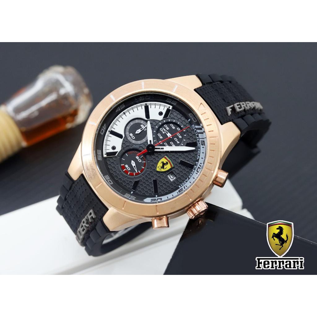 Jual JAM TANGAN PRIA FERRARI Rubber 1149 Tanggal - Crono - Elegant