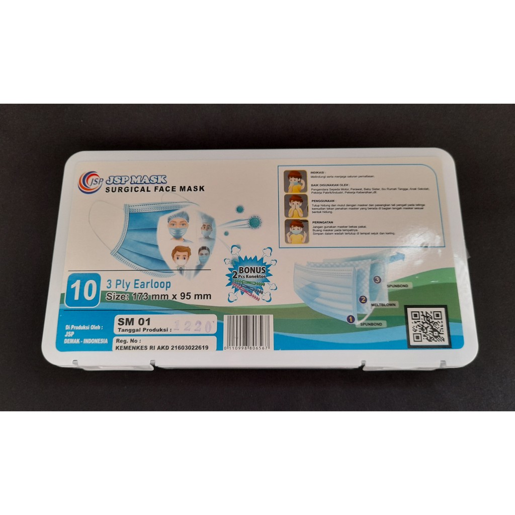 Masker box - surgical face mask free 2pc konektor (isi 10)