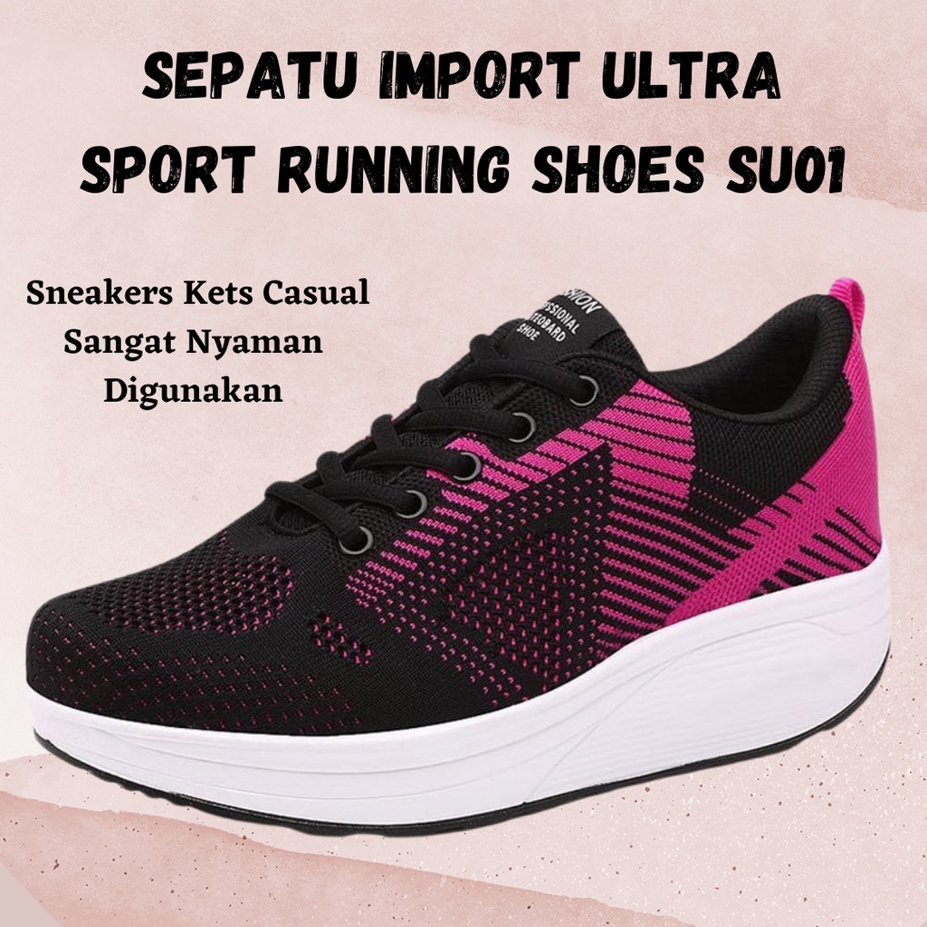 [BISA COD] Ultra Sport Running Shoes SU01 Sepatu Olahraga Wanita Cewek Sneakers Kets Casual