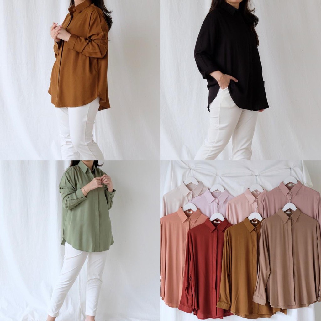 BEFAST - ZFF OOTD Blouse REIZA / Lydia Oversize XXL Rayon Diamond / Blouse Wanita Terbaru / Pakaian Casual Wanita / Blouse Polos Formal / Fashion Wanita Kerja / Atasan Lengan Panjang Wanita / Blouse Terlaris / Termurah