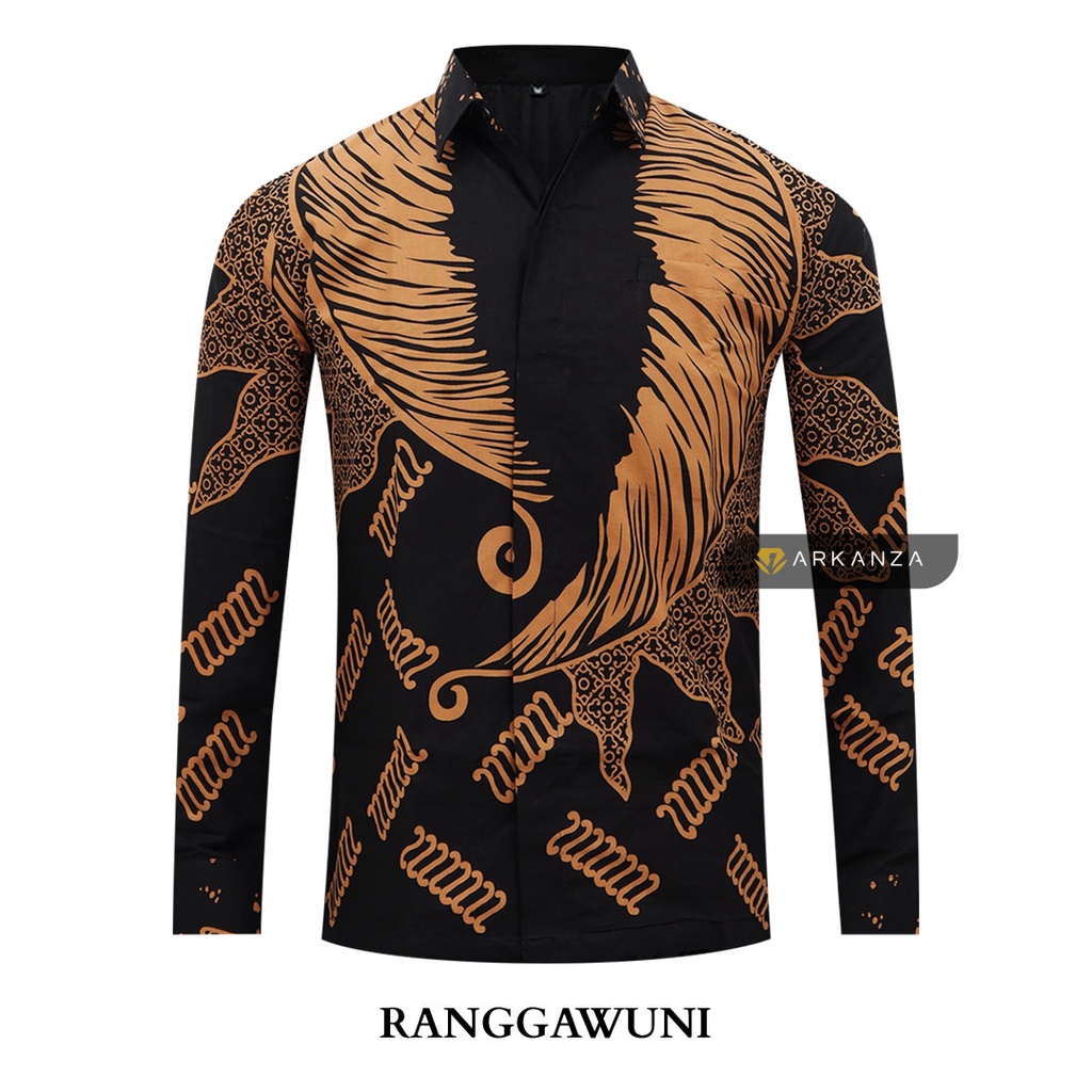 BATIK ARKANZA Motif RANGGAWUNI Hem Atasan Kemeja Baju Batik Pria Cowok Laki Laki Slimfit Full Lapis Furing Lengan Panjang Lengan Pendek Original Asli