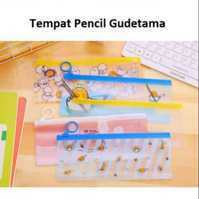 

Tempat Pensil/Tepak Pensil/Kotak Pensil Transparant Gudetama/Pouch Kosmetik/Tempat Kosmetik Make Up