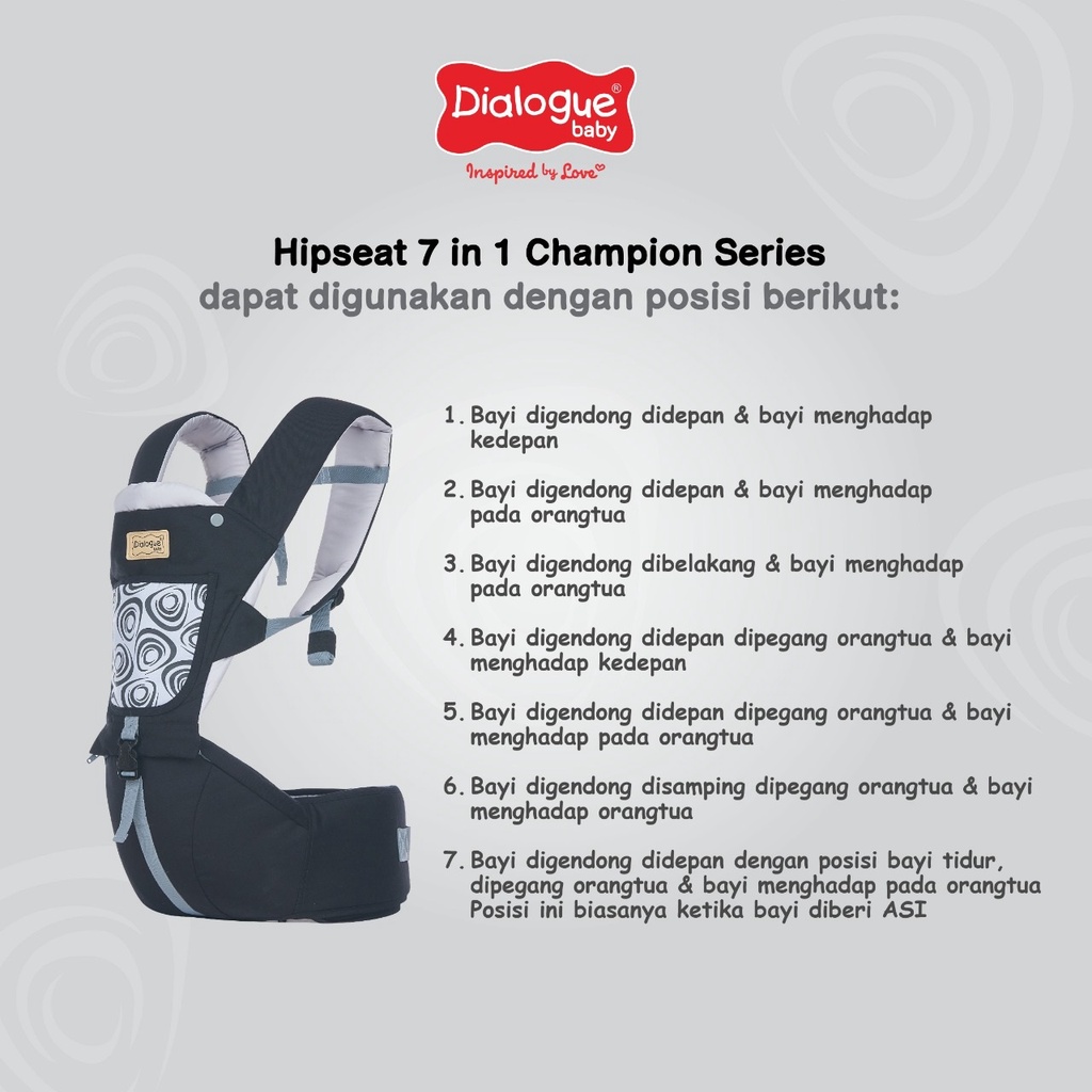 Gendongan Hipseat Dialogue 7 in 1 Leon - Glazy - Sparkie - Champion Series