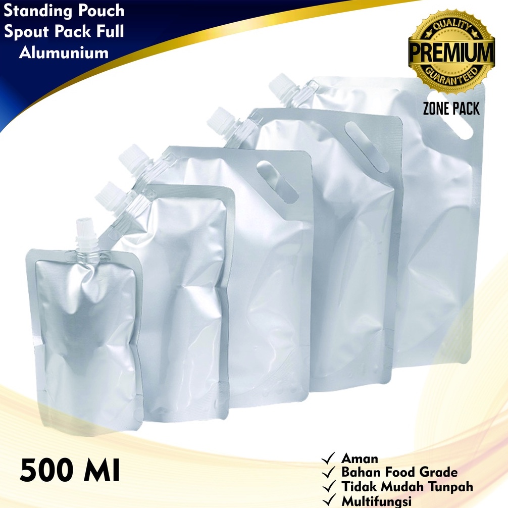 Standing Pouch Spout Pack Full Alumunium 500 MI | Kemasan Minuman | Kemasan Serbaguna