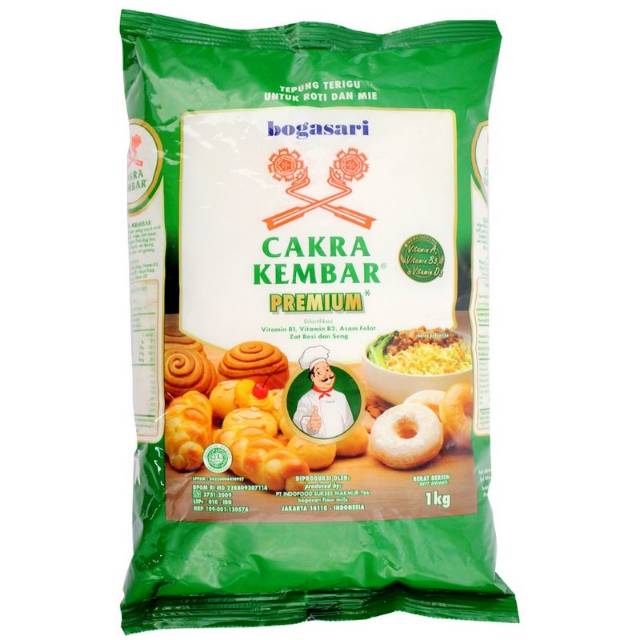 

Tepung Terigu Cakra Kembar Premium Bogasari 1kg untuk roti dan mie