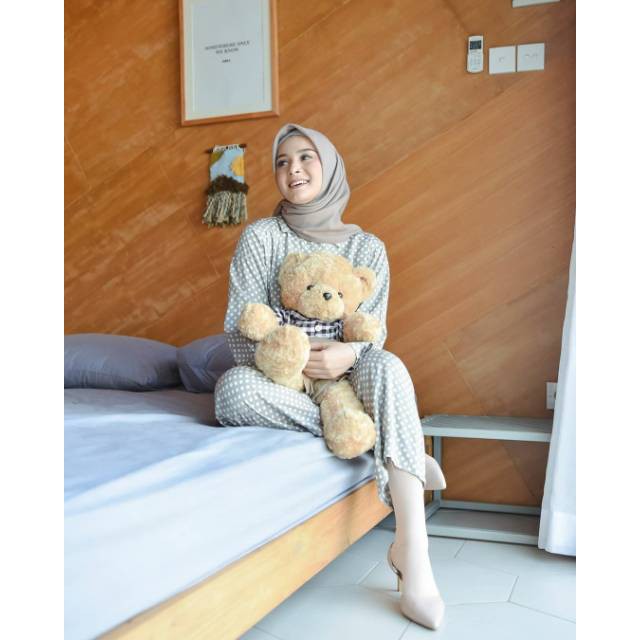 PAKAIAN WANITA - POLKA BEAR SET ATASAN + PANTS - SETELAN WANITA - BAJU TIDUR - PAKAIAN TERLARIS