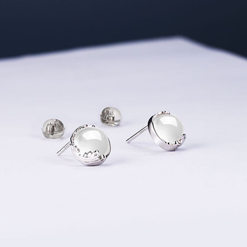 Anting Tusuk Sterling Silver 925 Dengan Batu Giok Hetian Natural Untuk Wanita