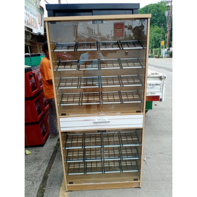 Rak sepatu kaca 2 susun