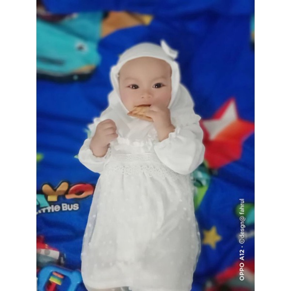Gamis bayi  Gamis Lebaran brukat baju muslim bayi plus jilbab SNI Promo 8.8