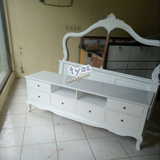 bufet tv duco putih,bufet tv mebel jepara