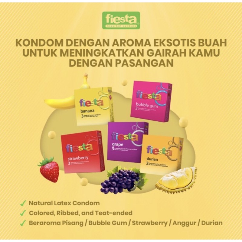 Kondom fiesta aroma buah isi 3 ( privasi aman )