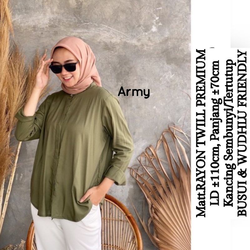 MAUDY SHIRT/KEMEJA RAYON TWILL PREMIUM (LD ±110cm) //JF536