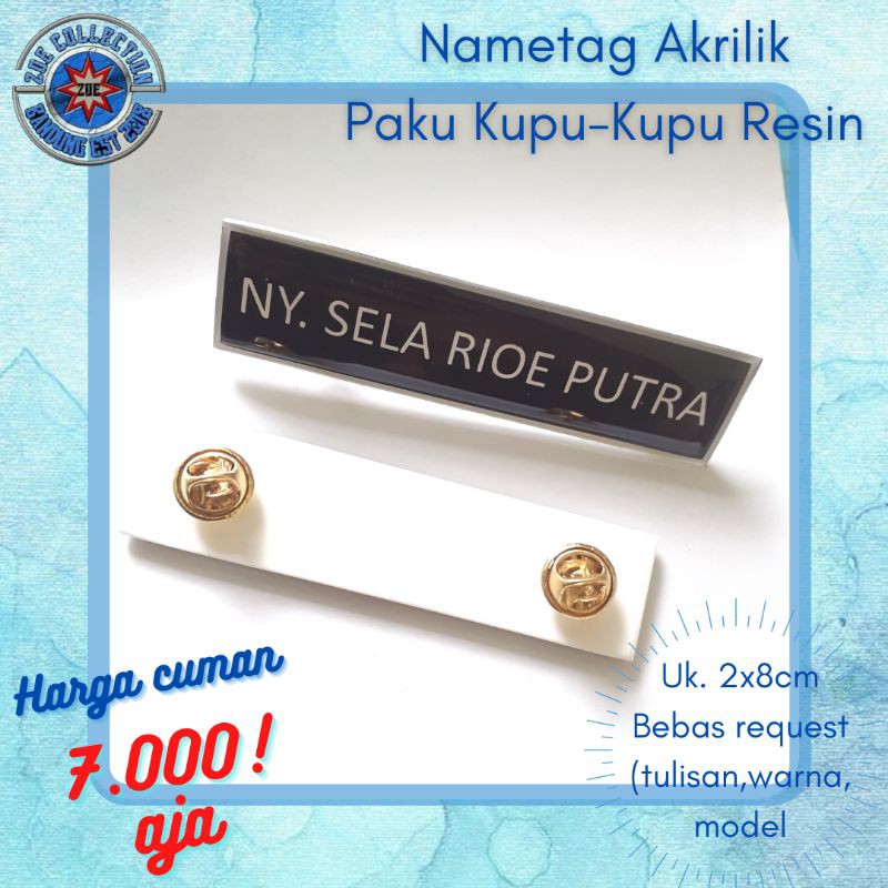 

Nametag Akrilik Paku Kupu-kupu Resin