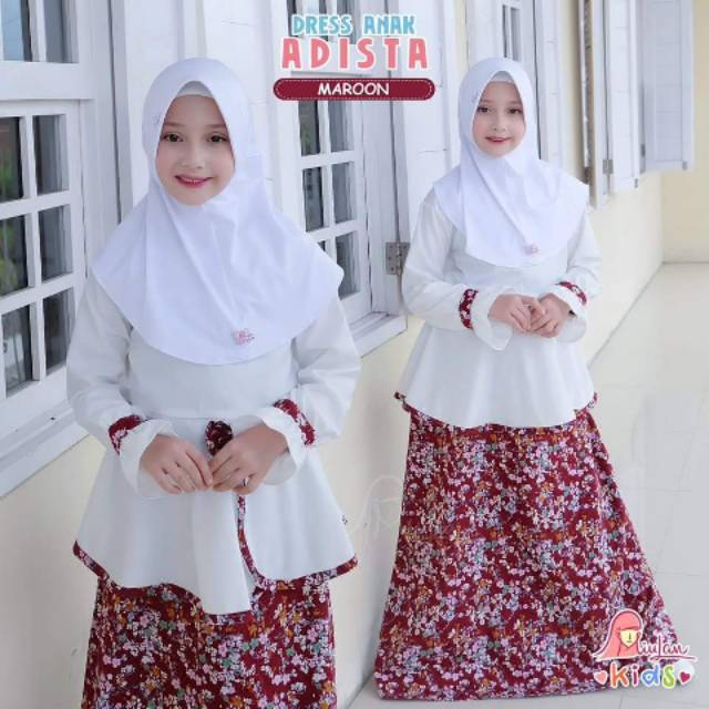 Dress Muslim Miulan Dress Anak ADISTA Gamis Anak 10-11 Tahun Terbaru