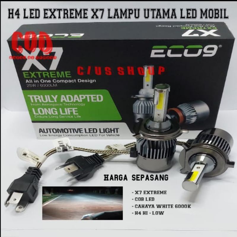 LAMPU LED H4 MOBIL X7 X9 X10 ECO9 3WARNA Hi LOW...