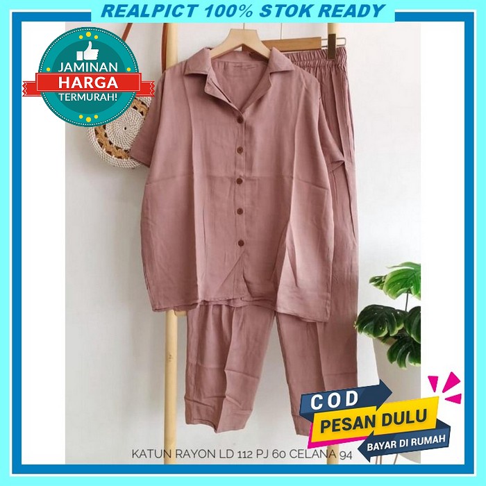 Raifa Setelan Rajut Wanita Premium Ori Ww. Setcel Bahan Knit Import Te Setelan Polos Lengan Pendek |