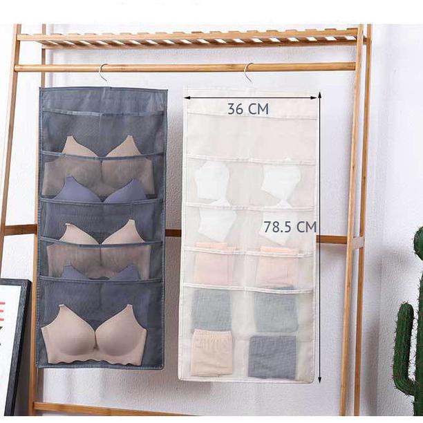 Ω GH-224 Gantungan Pakaian Dalam Dua Sisi Serbaguna Untuk Underware Kaos - Abu-abu, 15 kotak ✽