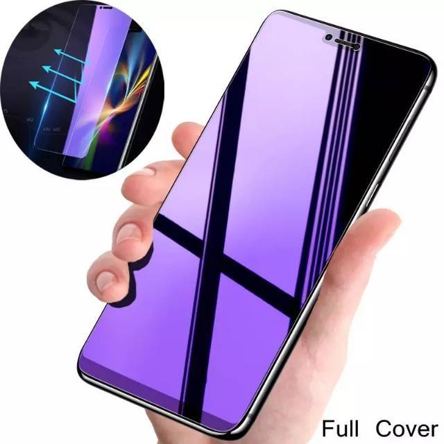 TEMPERED GLASS FULL BLUE ANTI BLUE LIGHT/RADIASI oppo a7,a72,f7,f9,f11,f11 pro,reno 3,reno 3 pro-tg