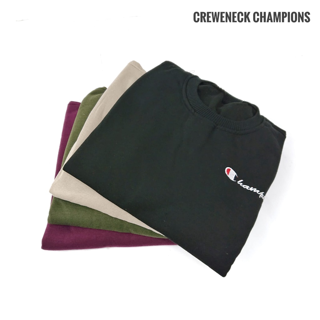 Sweater Oversize Champion Bordir Dada Premium Unisex Pria Wanita