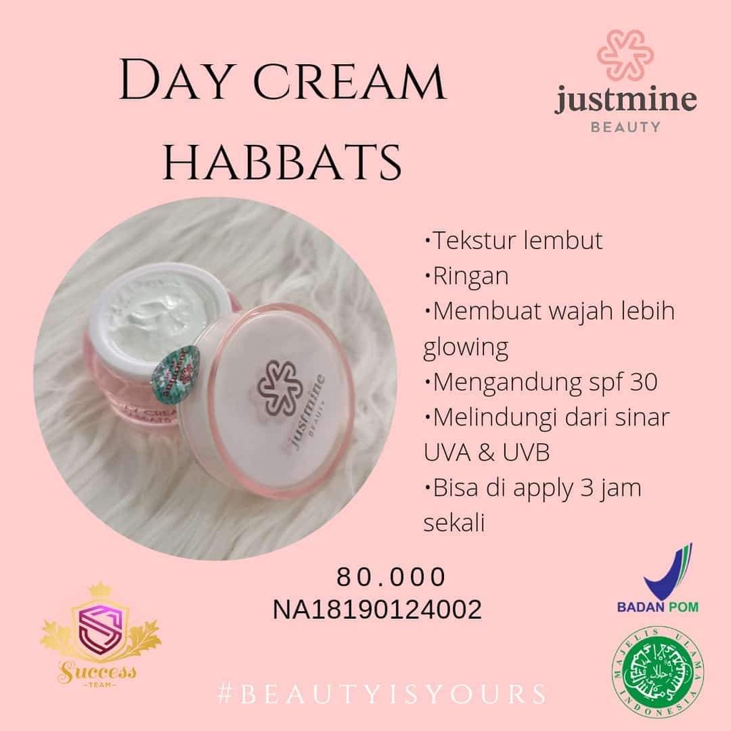 (ECER) Day Cream Justmine Day Cream Siang Beauty Day Cream Habbats Justmine Beauty BPOM ORI 100%