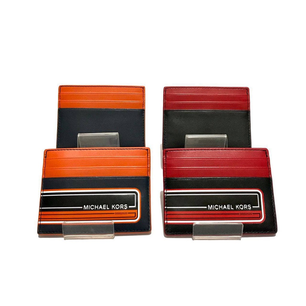 dompet kartu michael kors kent tall sport card case orange multi