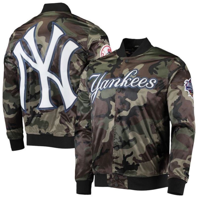 Jaket Varsity MLB Camo Printing/Jaket Bomber Pria dan Wanita