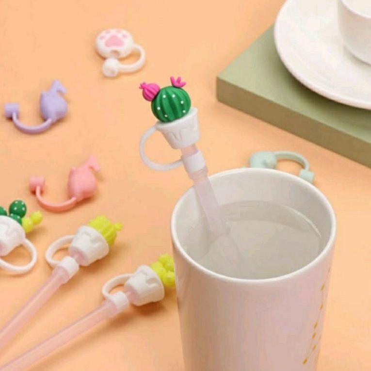 Tutup Sedotan Silicon Straw Lid Penutup Sedotan Cute Anti Debu