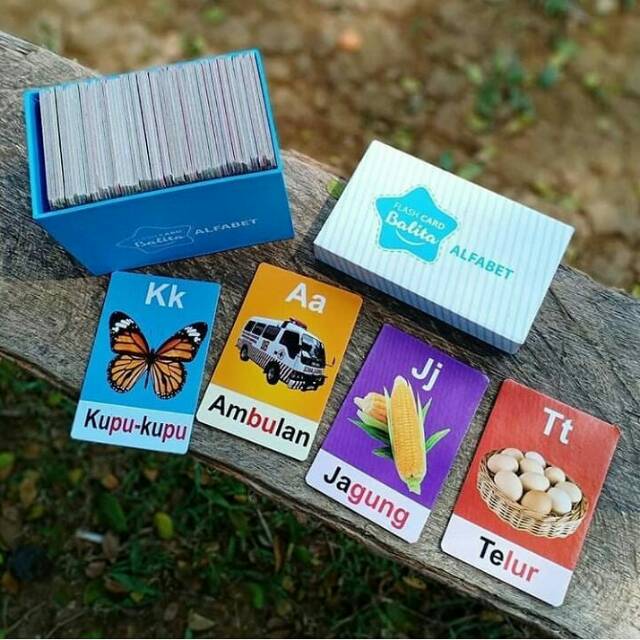 Flash Card - Alphabet Huruf ABC dan hijaiyah - full warna dan gambar