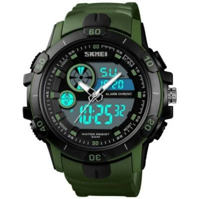 SKMEI Jam Tangan Kasual Digital Analog Pria - 1428 - Army Green