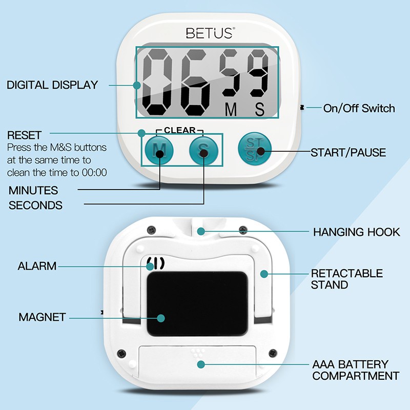 Digital Kitchen Timer Masak Magnet JAM ALARM STOPWATCH Dapur Masak