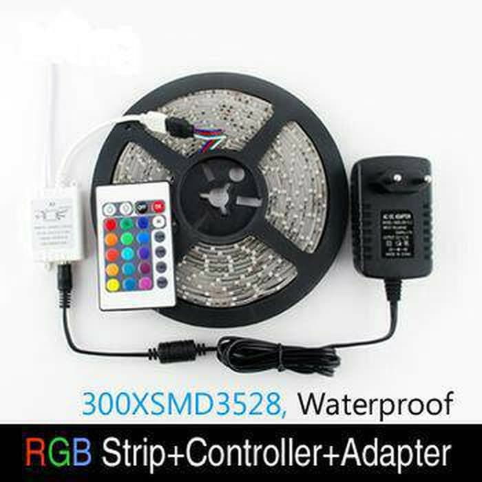 lampu LED strip RGB warna warni remote adaptor waterproof high quality