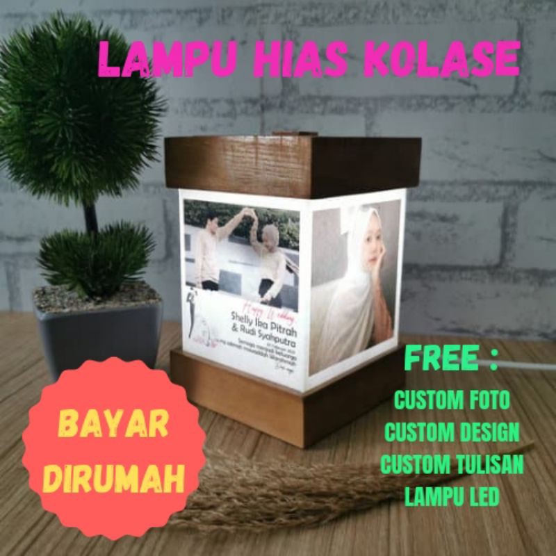 [TERLARIS] Lampu Custom Foto Bingkai Kayu Hiasan Meja Akrilik Berkualitas Terunik