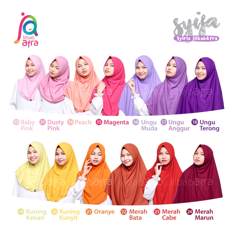 Jilbab Afra (Arfa) Syifa - Bergo Syiria Non Pet - Hijab Instan Bahan Kaos, Adem &amp; Lembut